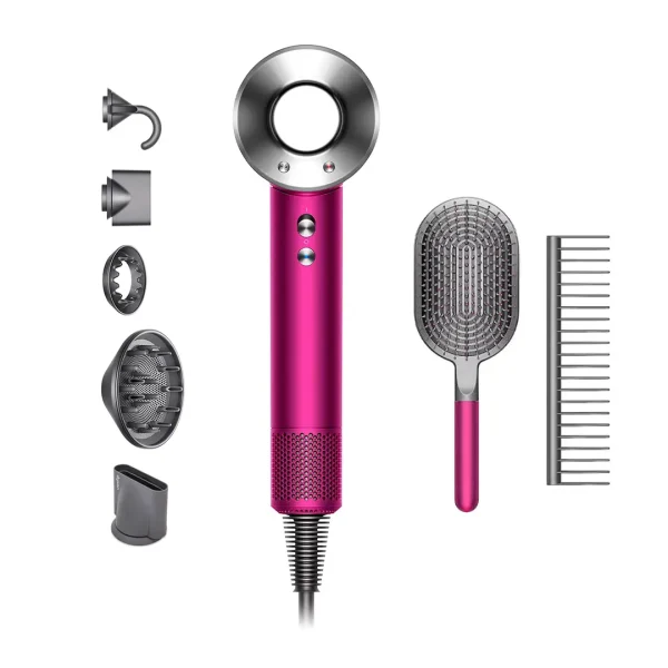 Dyson Supersonic Haartrockner Fuchsia/Nickel inkl. Haarbürsten Set