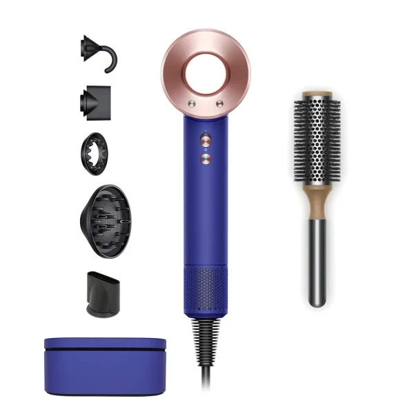 Dyson Supersonic Haartrockner Violettblau Kupfer Produkt Set Bürste